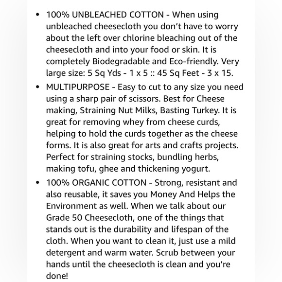 Organic Wizzard Cheesecloth. 100% Unbleached Organic Cotton. 5 Sq Yards. NEW! - Picture 7 of 10